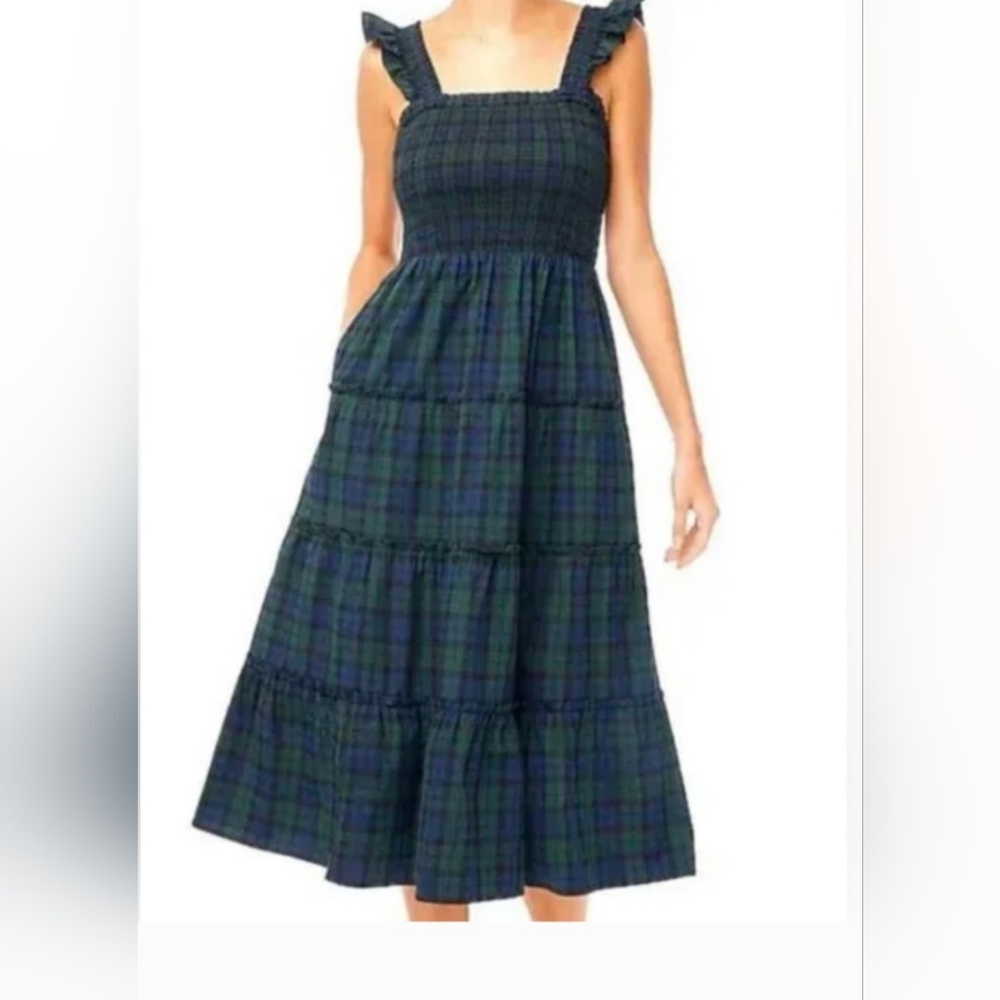 J. Crew Poplin Smocked Tiered MIDI Dress